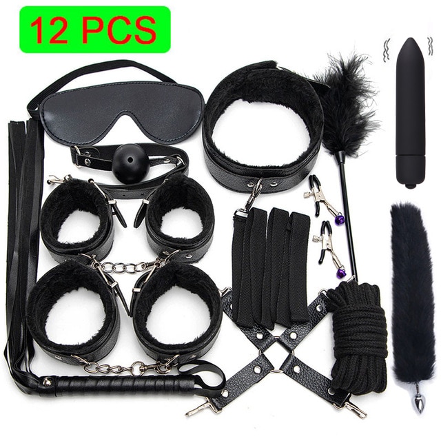 BLACKWOLF Bed Bondage Set BDSM Kits Exotic Sex Toys For Adults Games Leather Handcuffs Whip Gag Tail Plug Women Sex Products - Image 6